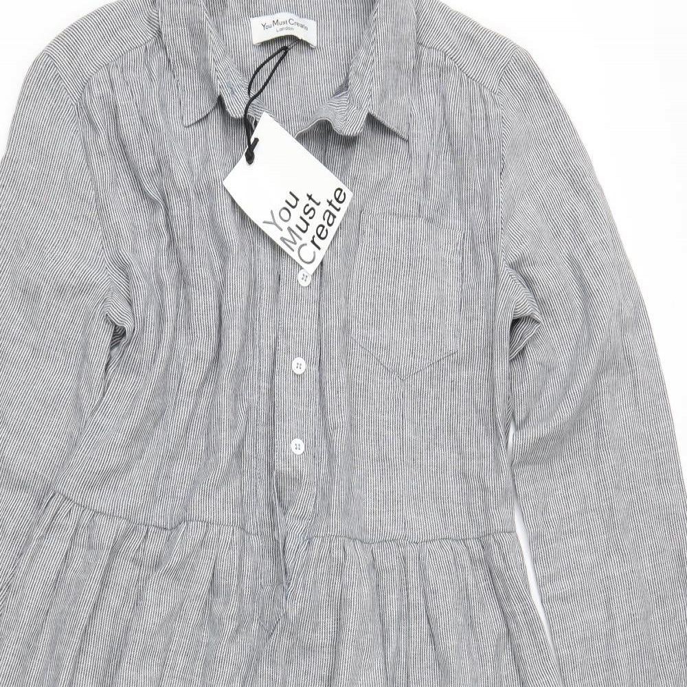 You Must Create Womens Grey Striped  Fit & Flare  Size 10