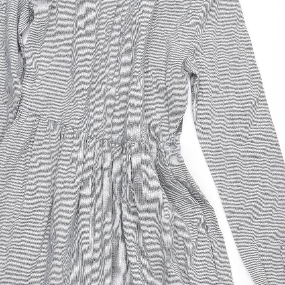 You Must Create Womens Grey Striped  Fit & Flare  Size 10