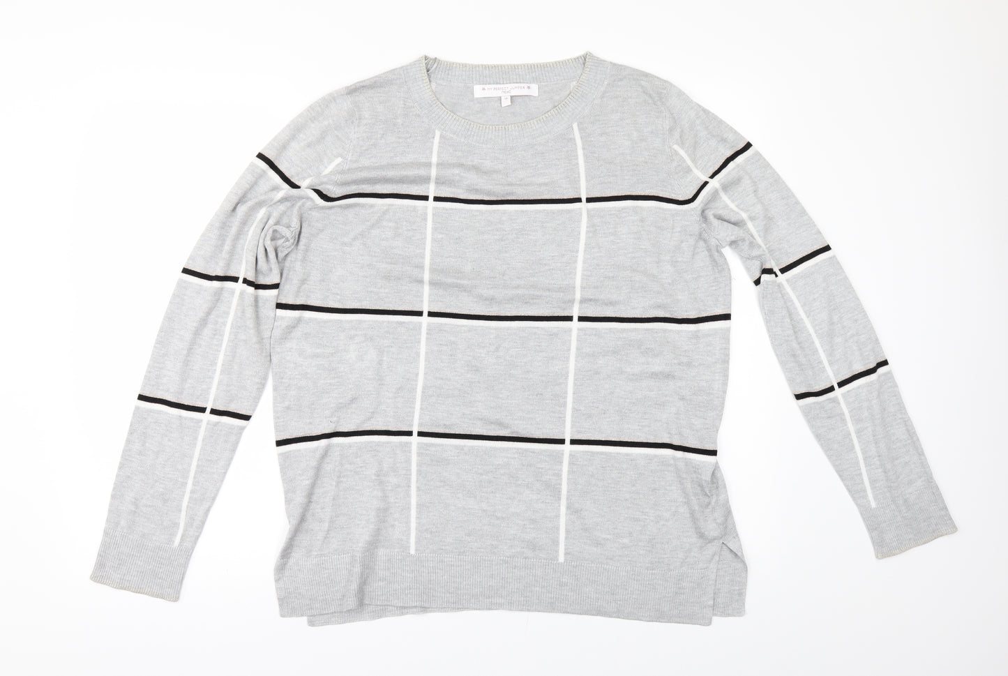 NEXT Womens Grey Check  Pullover Jumper Size 14