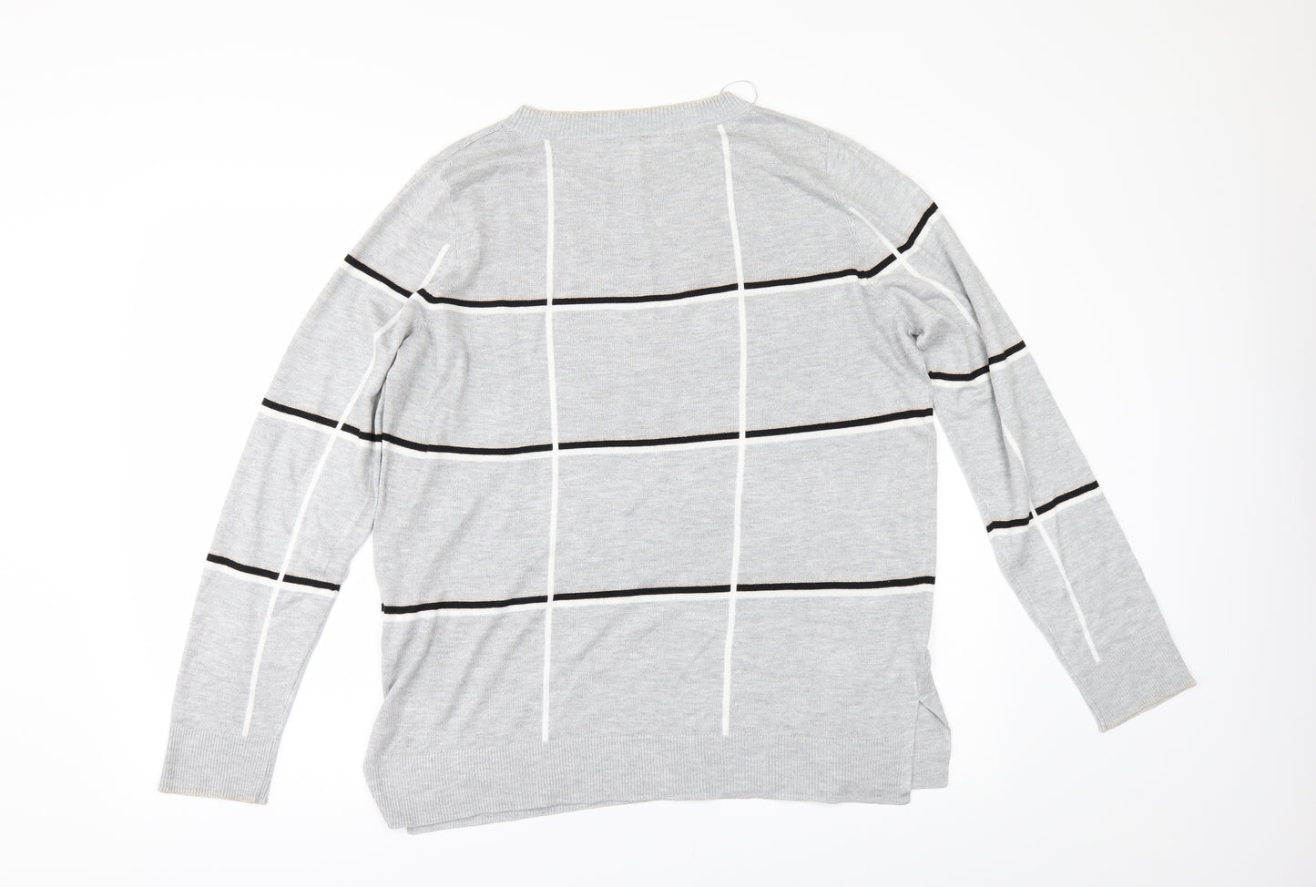 NEXT Womens Grey Check  Pullover Jumper Size 14