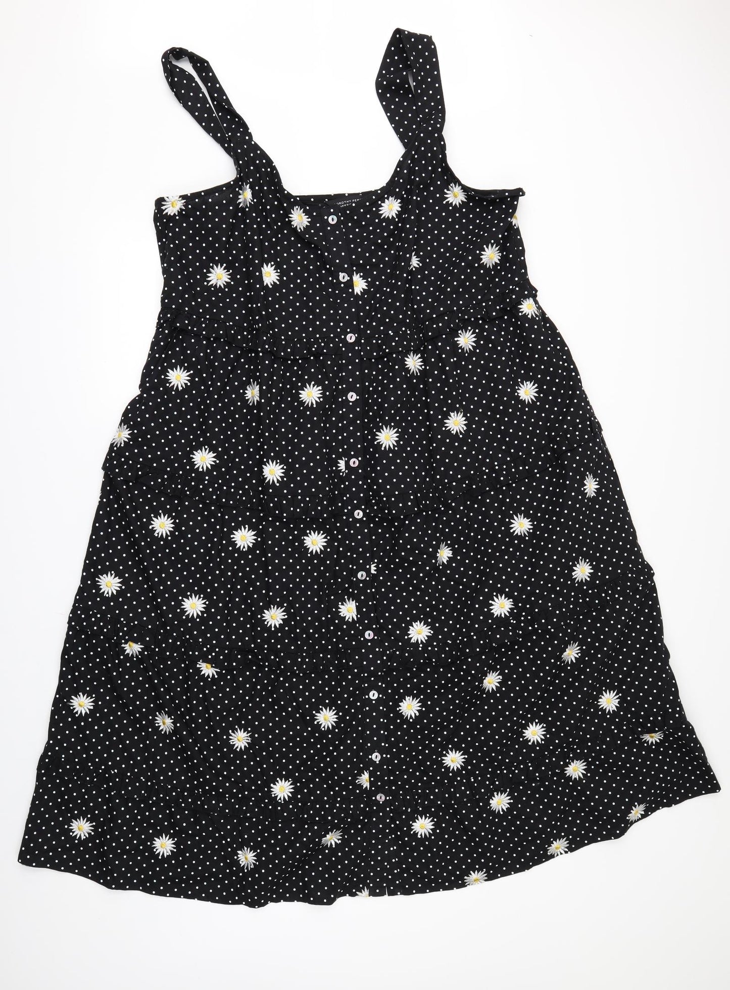 Dorothy Perkins Womens Black Floral  A-Line  Size 20