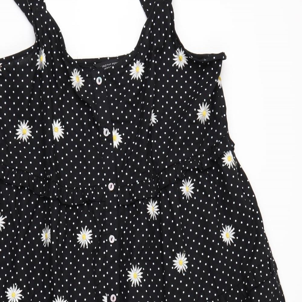 Dorothy Perkins Womens Black Floral  A-Line  Size 20
