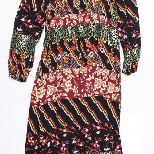 TU Womens Black Floral  A-Line  Size 12