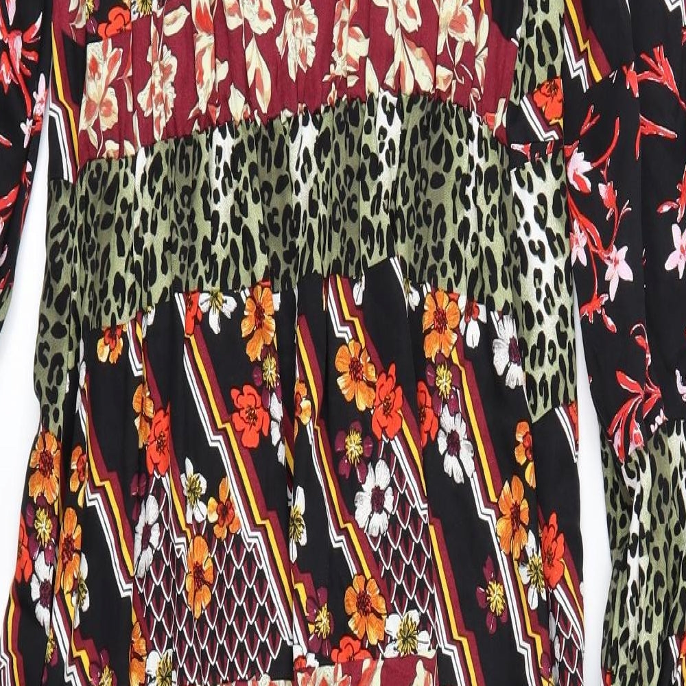 TU Womens Black Floral  A-Line  Size 12