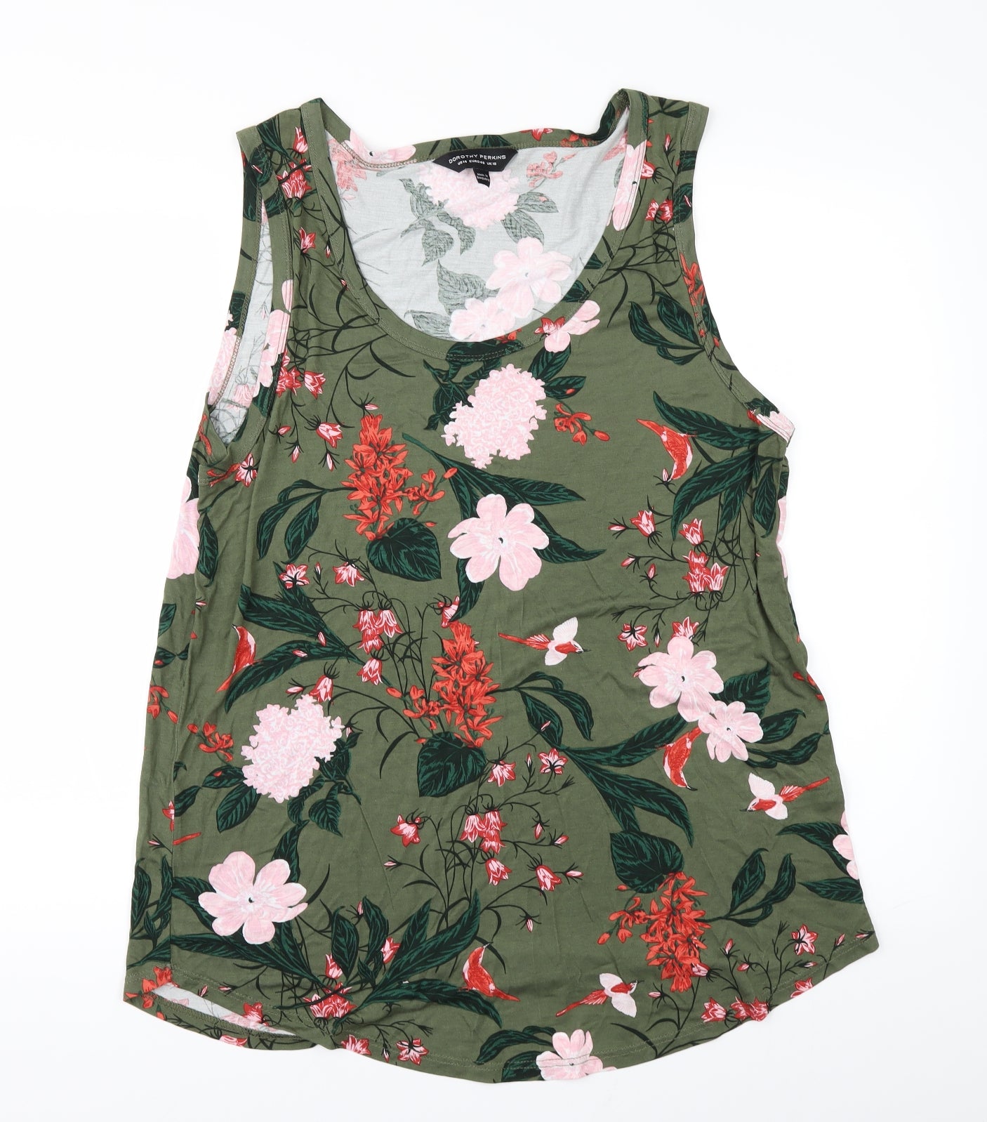 Dorothy Perkins Womens Green Floral  Basic T-Shirt Size 18