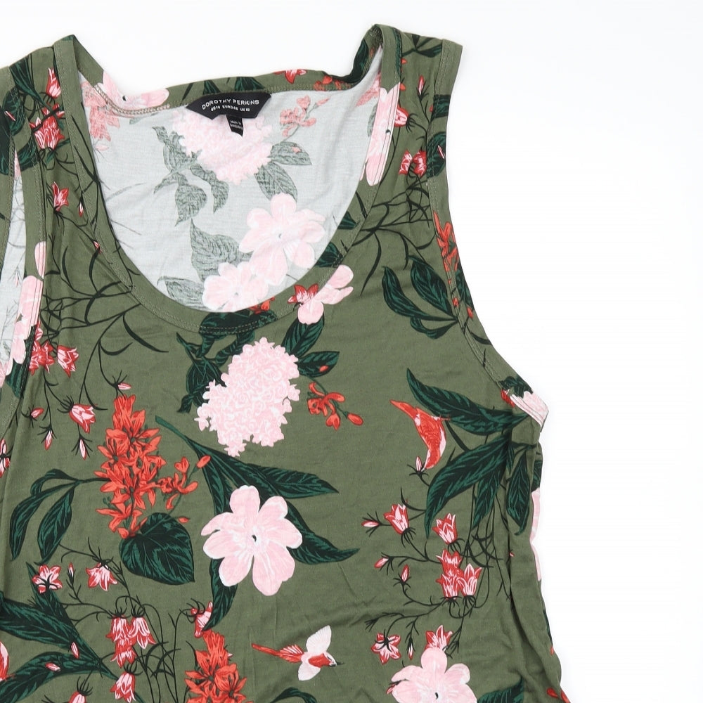 Dorothy Perkins Womens Green Floral  Basic T-Shirt Size 18