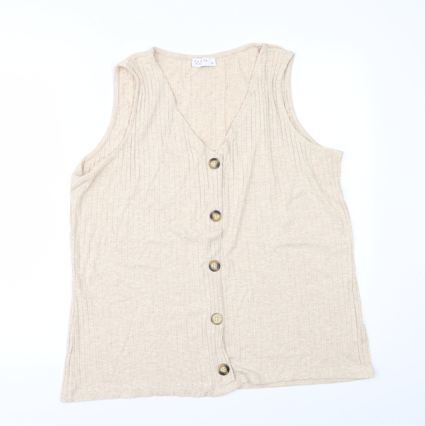 Papaya Womens Beige   Basic T-Shirt Size 18