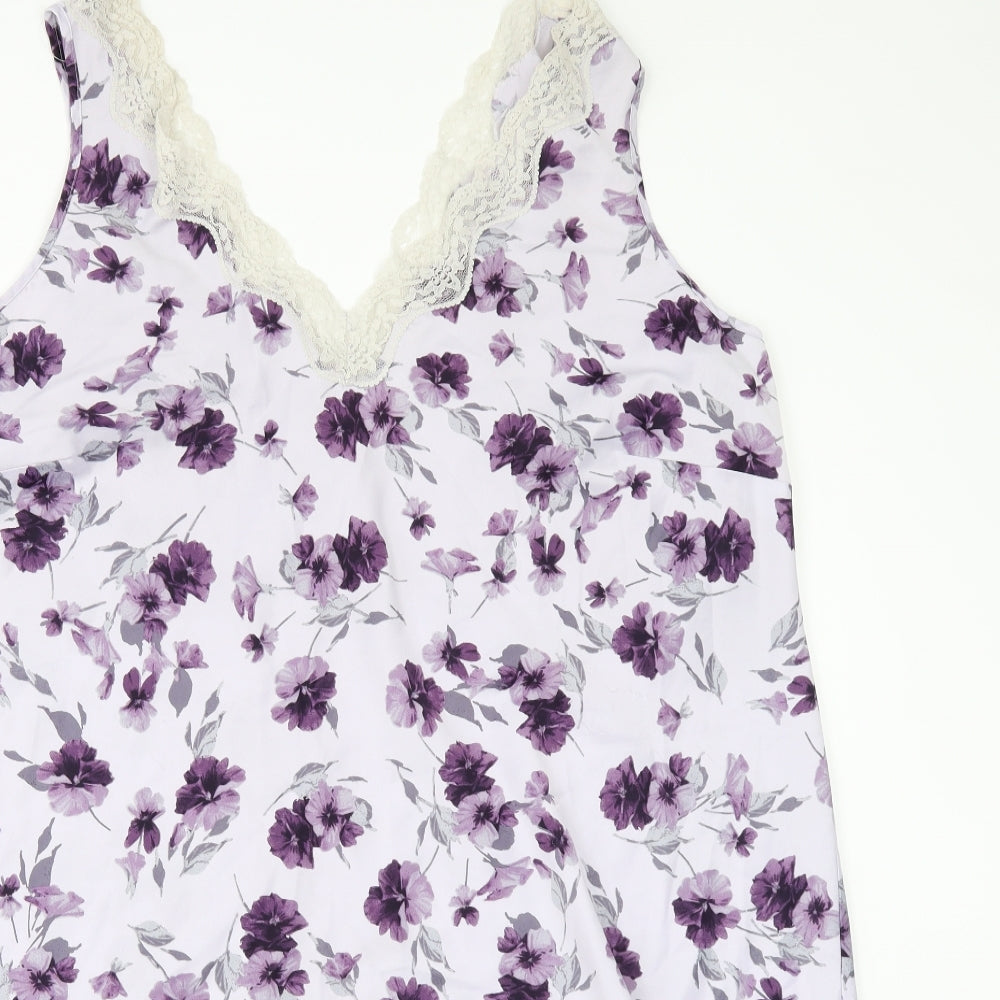 Marks and Spencer Womens Purple Floral  Top Dress Size 20