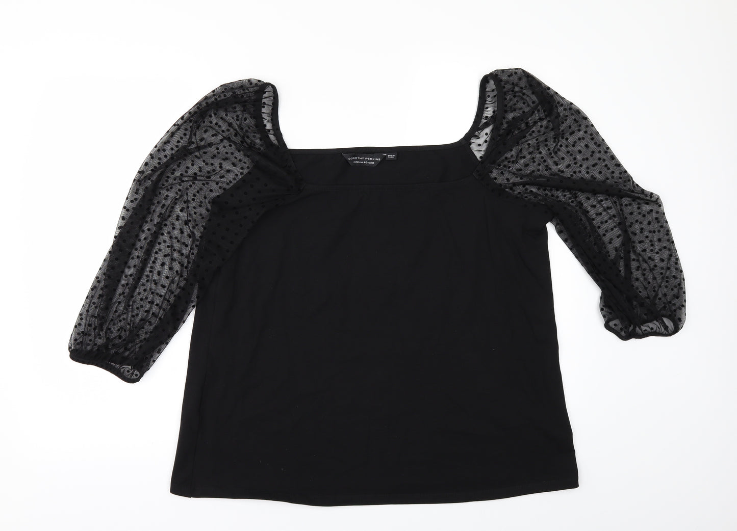 Dorothy Perkins Womens Black   Basic T-Shirt Size 18  - CHIFFON SLEEVES