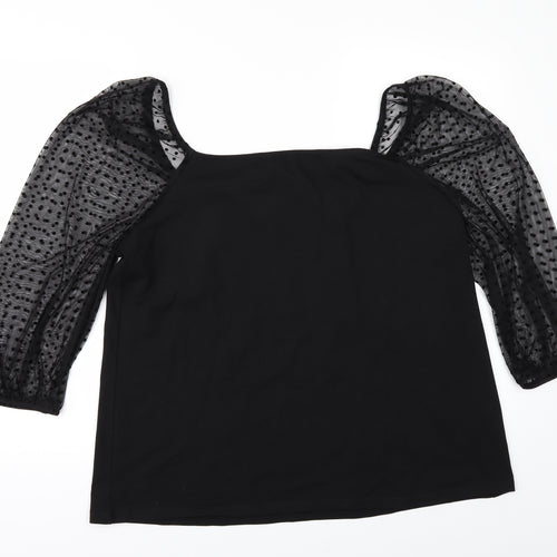 Dorothy Perkins Womens Black   Basic T-Shirt Size 18  - CHIFFON SLEEVES