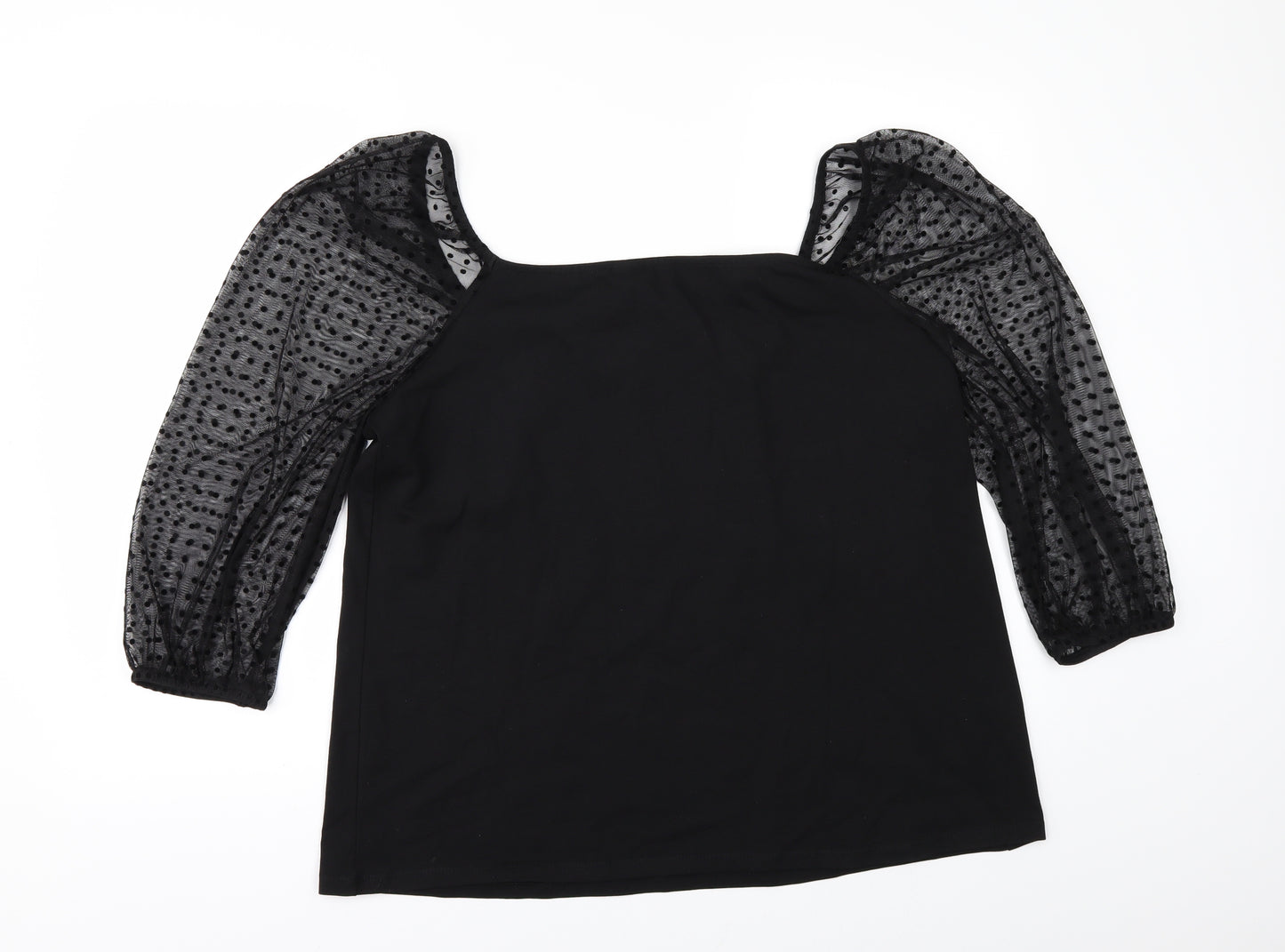 Dorothy Perkins Womens Black   Basic T-Shirt Size 18  - CHIFFON SLEEVES