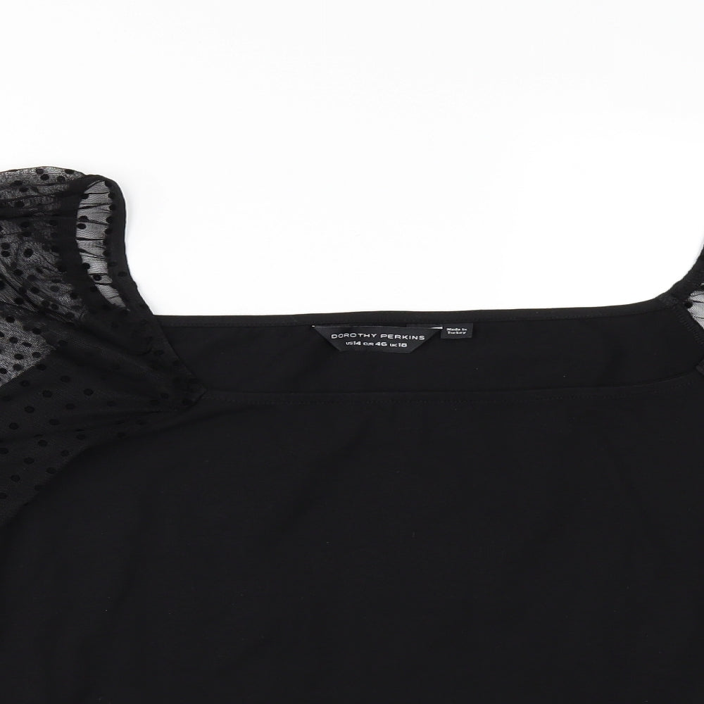 Dorothy Perkins Womens Black   Basic T-Shirt Size 18  - CHIFFON SLEEVES
