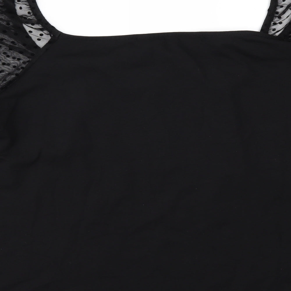 Dorothy Perkins Womens Black   Basic T-Shirt Size 18  - CHIFFON SLEEVES