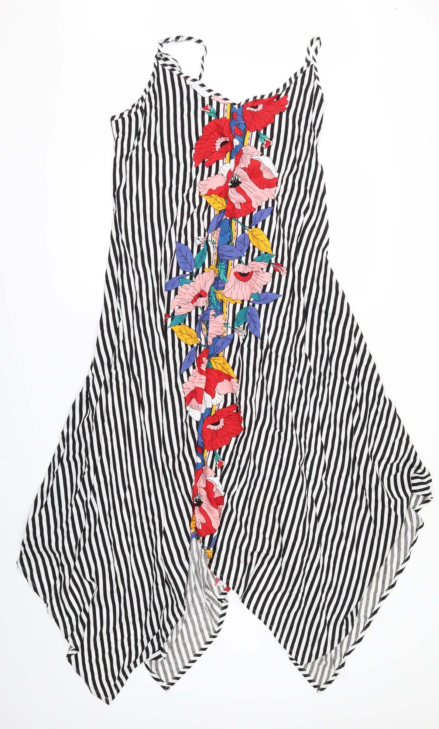 Papaya Womens White Striped  A-Line  Size 18  - SHAPED HEM