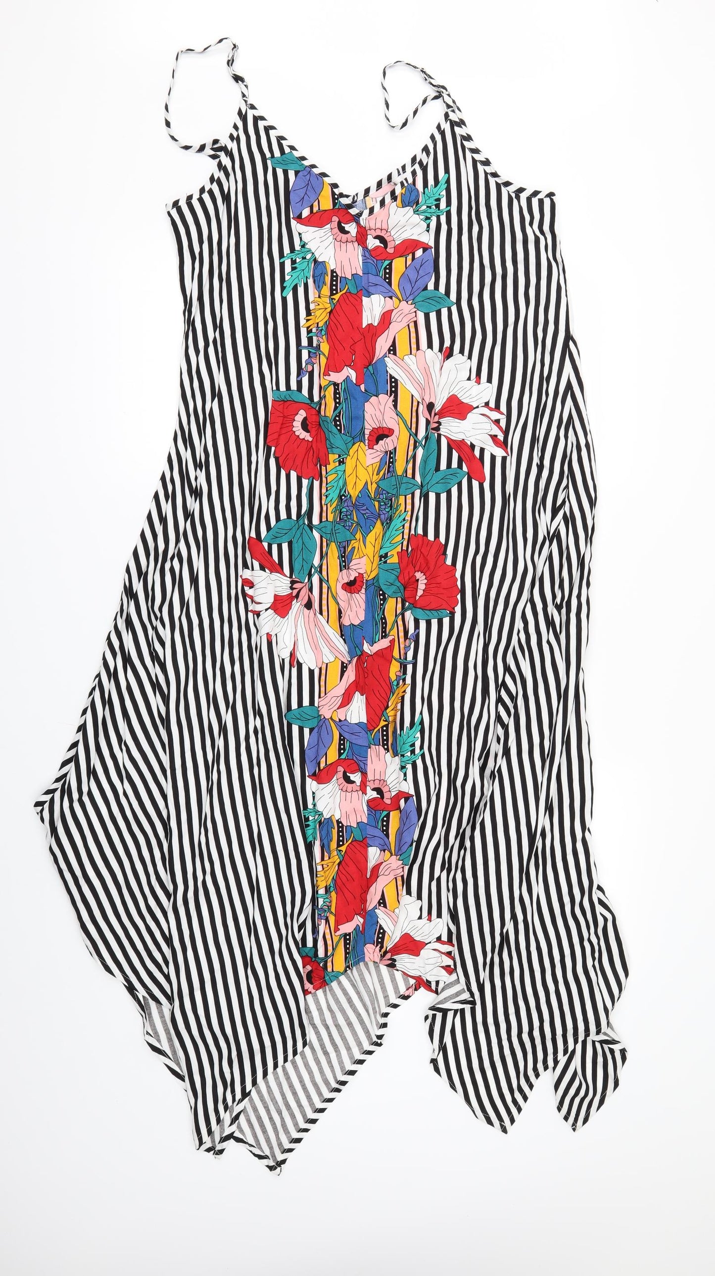 Papaya Womens White Striped  A-Line  Size 18  - SHAPED HEM