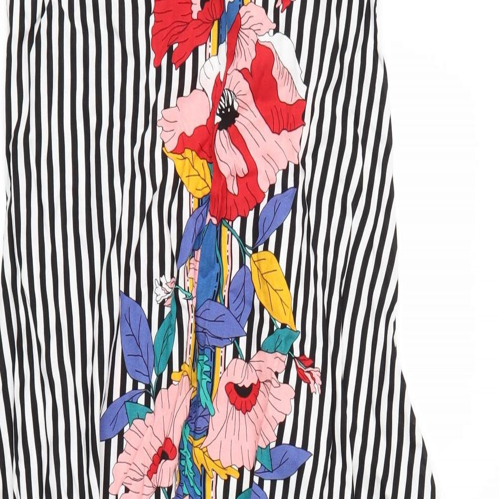 Papaya Womens White Striped  A-Line  Size 18  - SHAPED HEM