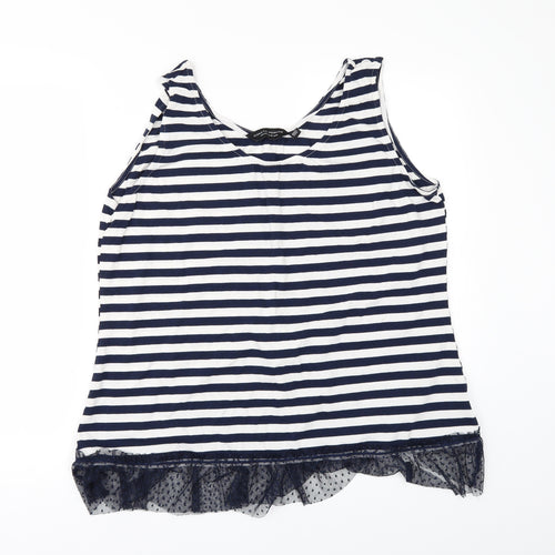 Dorothy Perkins Womens Black Striped  Basic T-Shirt Size 18  - lace hem