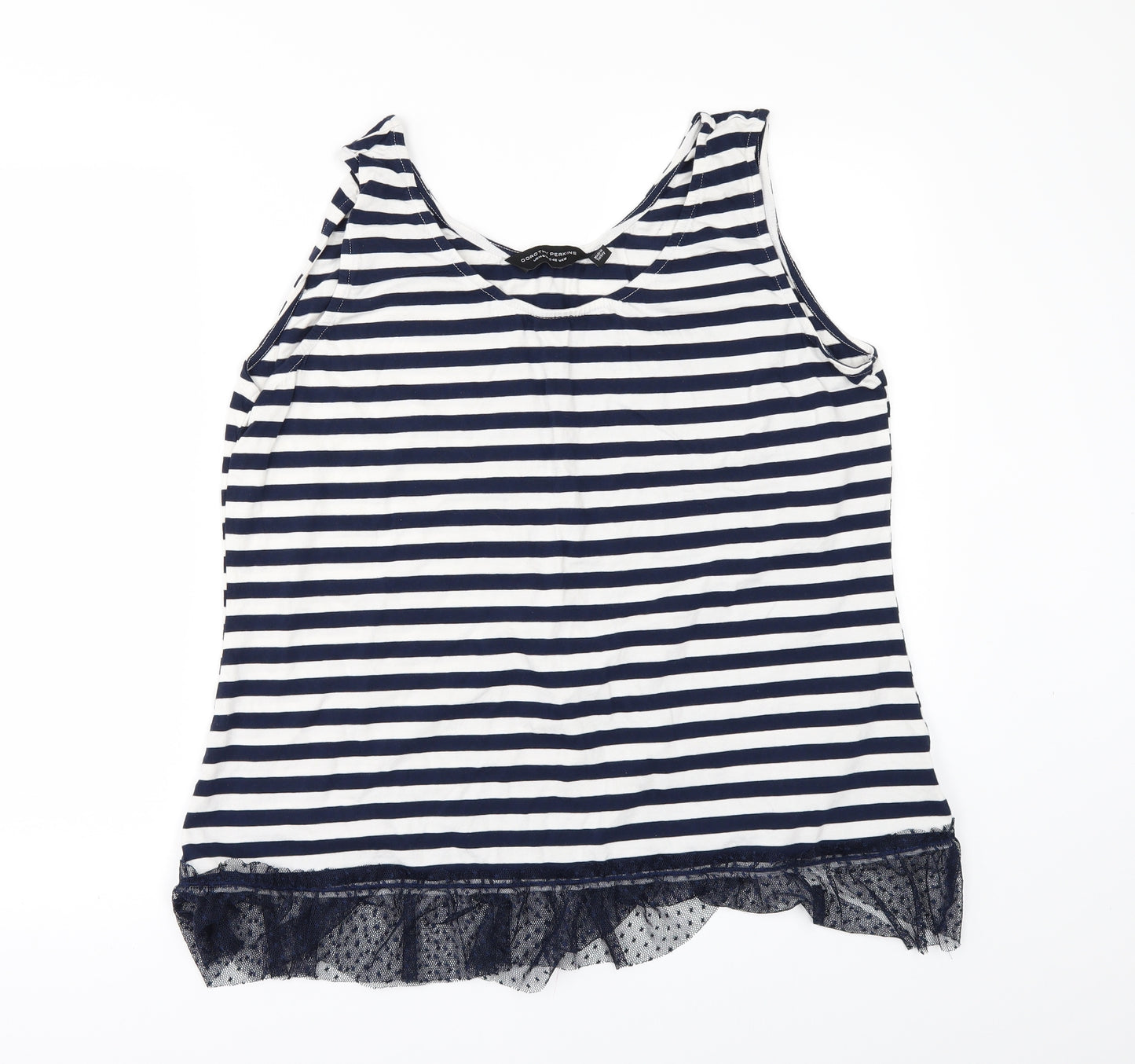 Dorothy Perkins Womens Black Striped  Basic T-Shirt Size 18  - lace hem