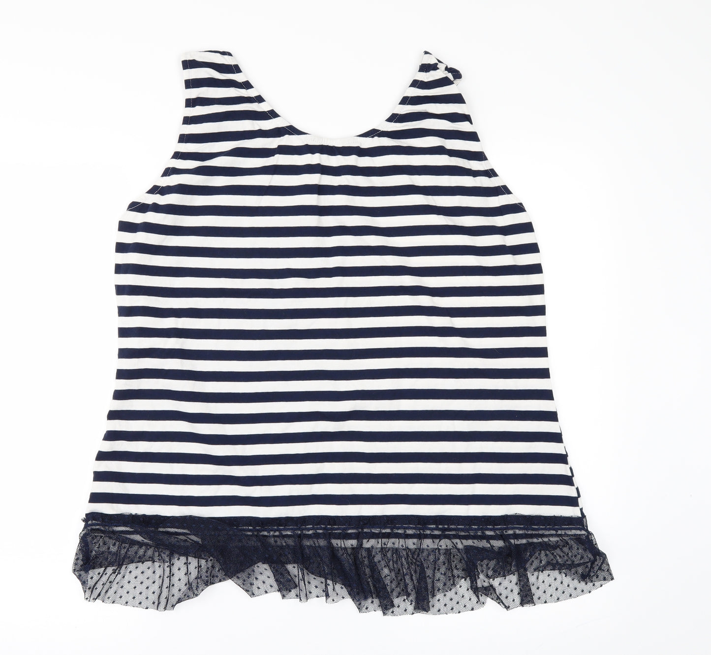 Dorothy Perkins Womens Black Striped  Basic T-Shirt Size 18  - lace hem