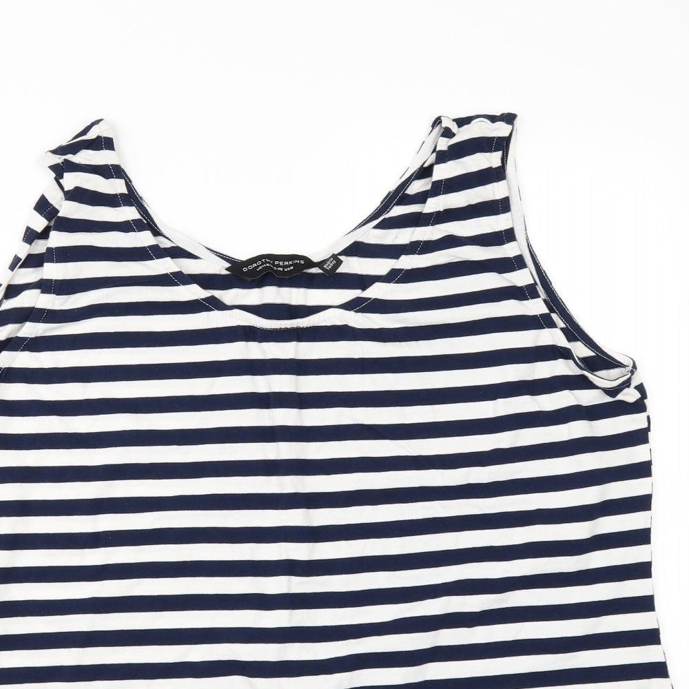 Dorothy Perkins Womens Black Striped  Basic T-Shirt Size 18  - lace hem