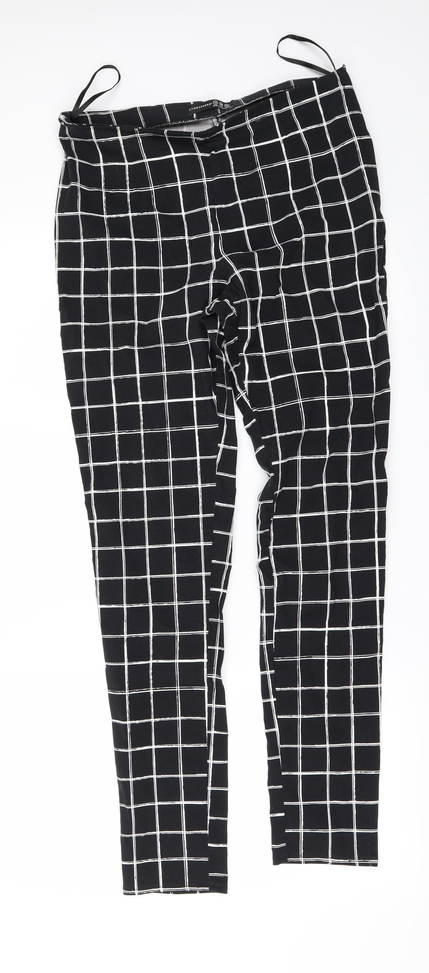 Primark Womens Black Check  Trousers  Size 12 L29 in