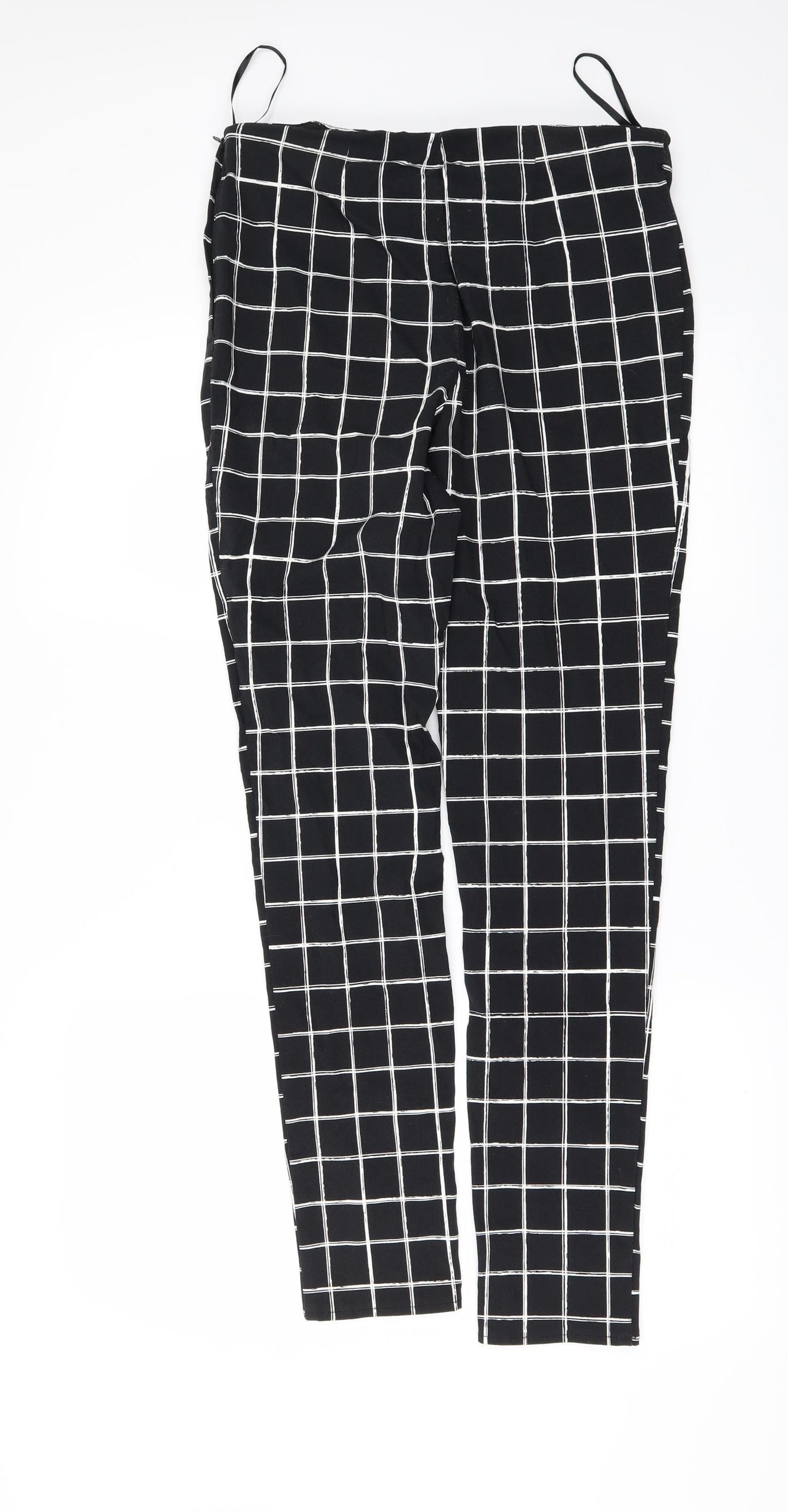 Primark Womens Black Check  Trousers  Size 12 L29 in