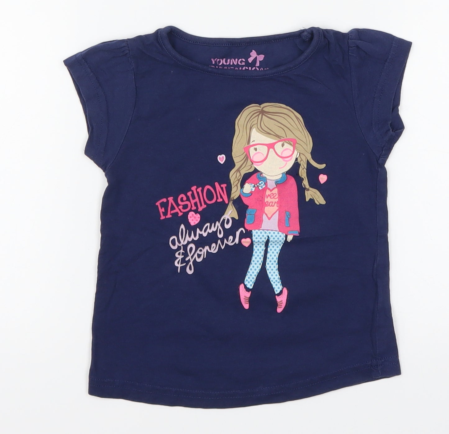 Young Dimension Girls Blue   Basic T-Shirt Size 4-5 Years  - Fashion Always Forever