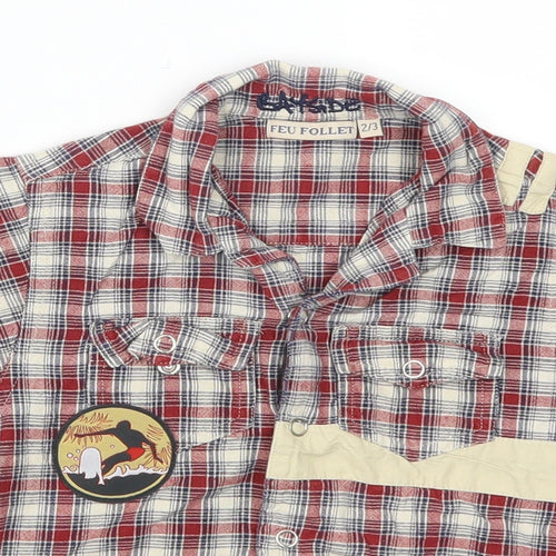 Feu Follet Boys Red Check  Basic Button-Up Size 2-3 Years  - Malibu Beach