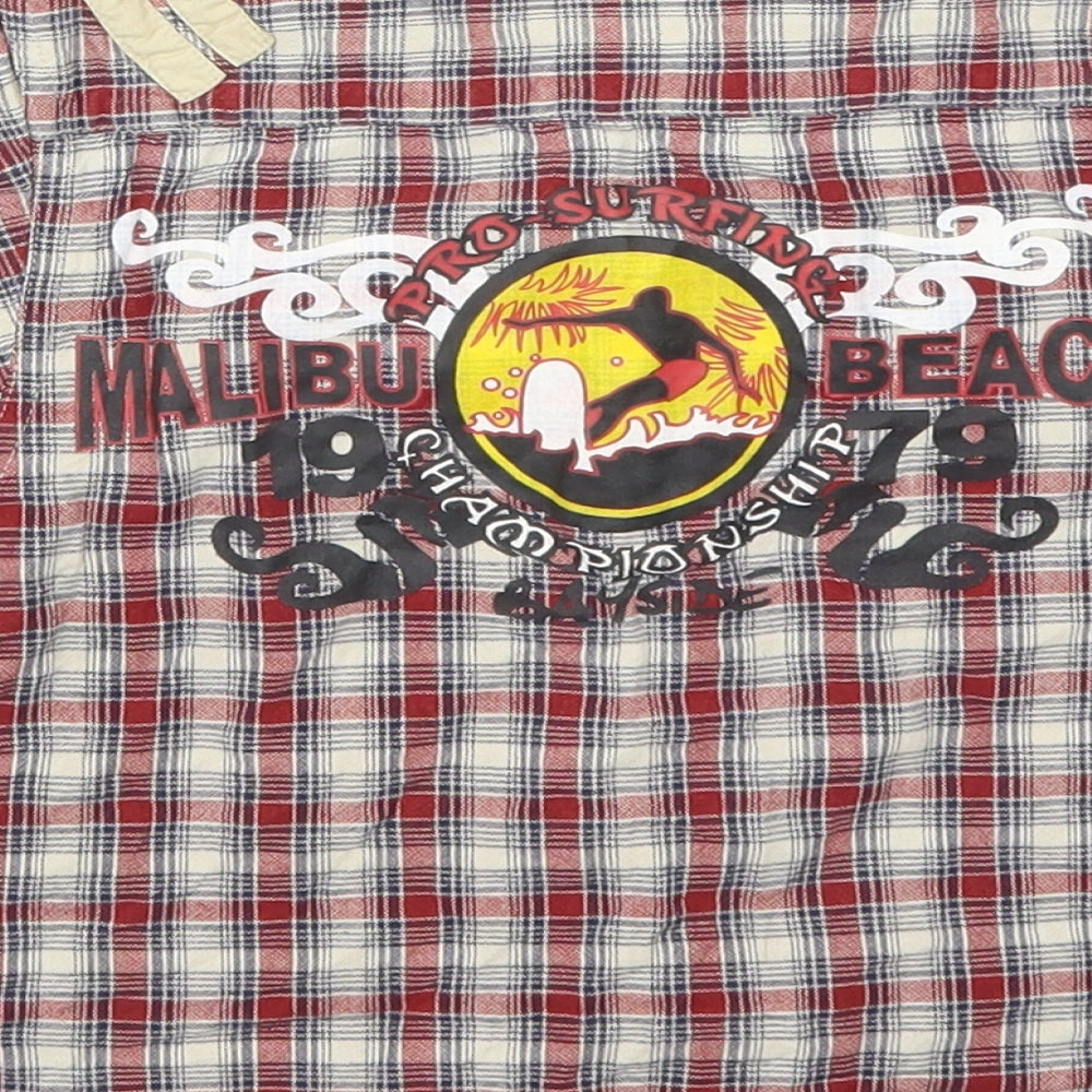Feu Follet Boys Red Check  Basic Button-Up Size 2-3 Years  - Malibu Beach