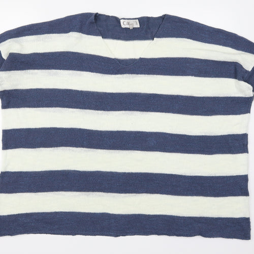Capri Womens Blue Striped  Pullover Jumper Size M