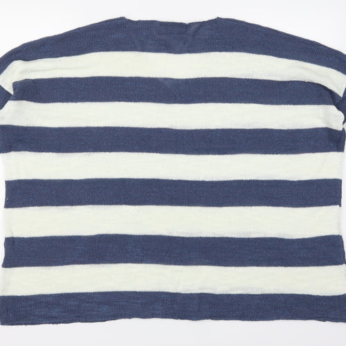 Capri Womens Blue Striped  Pullover Jumper Size M