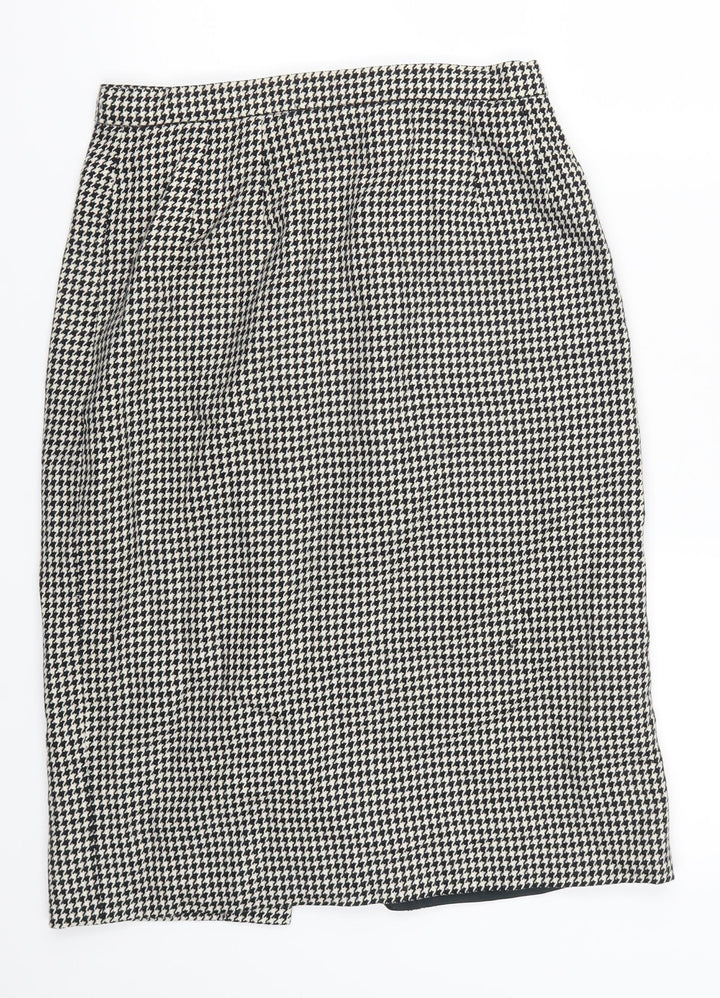 Preworn Womens Grey Houndstooth Straight & Pencil Skirt Size 28 in - Black and White