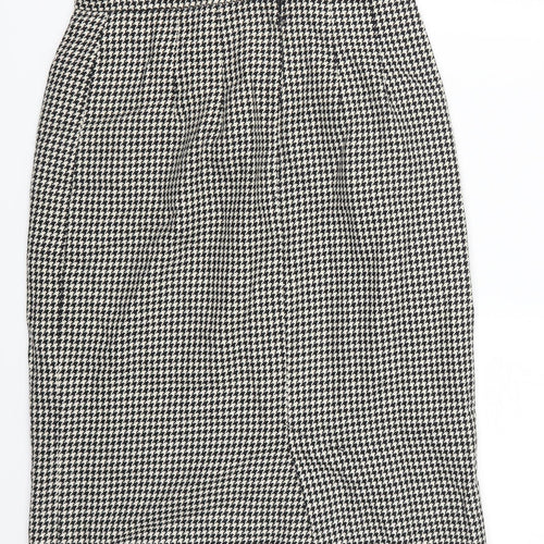 Preworn Womens Grey Houndstooth  Straight & Pencil Skirt Size 28 in  - Black and White