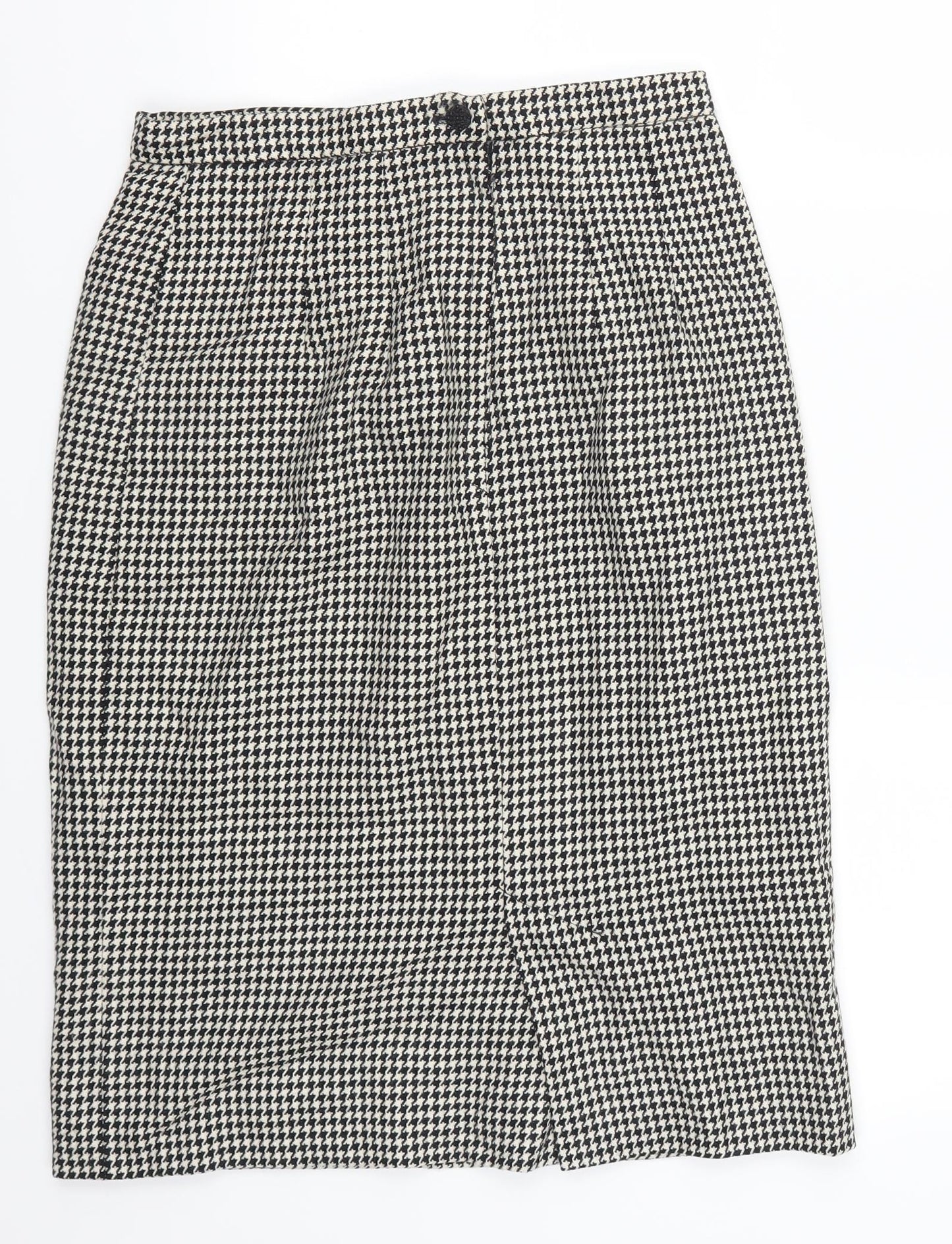 Preworn Womens Grey Houndstooth  Straight & Pencil Skirt Size 28 in  - Black and White