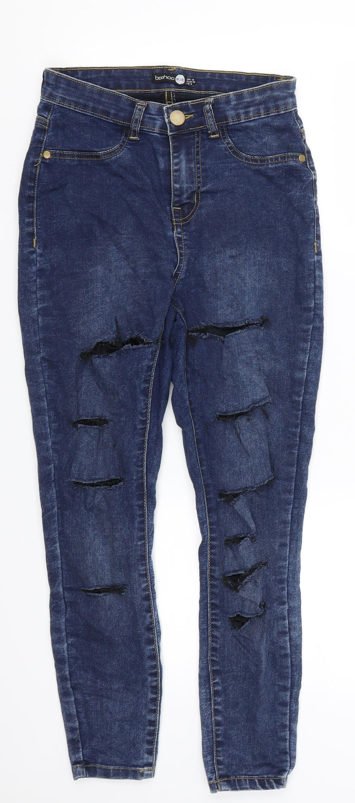 Boohoo Womens Blue Denim Skinny Jeans Size 10 L24.5 in