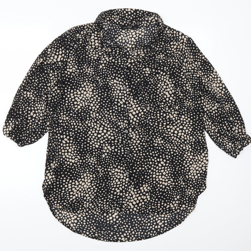 F&F Womens Black Geometric  Basic Button-Up Size 14  - Beige Spots