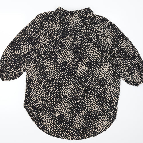 F&F Womens Black Geometric  Basic Button-Up Size 14  - Beige Spots