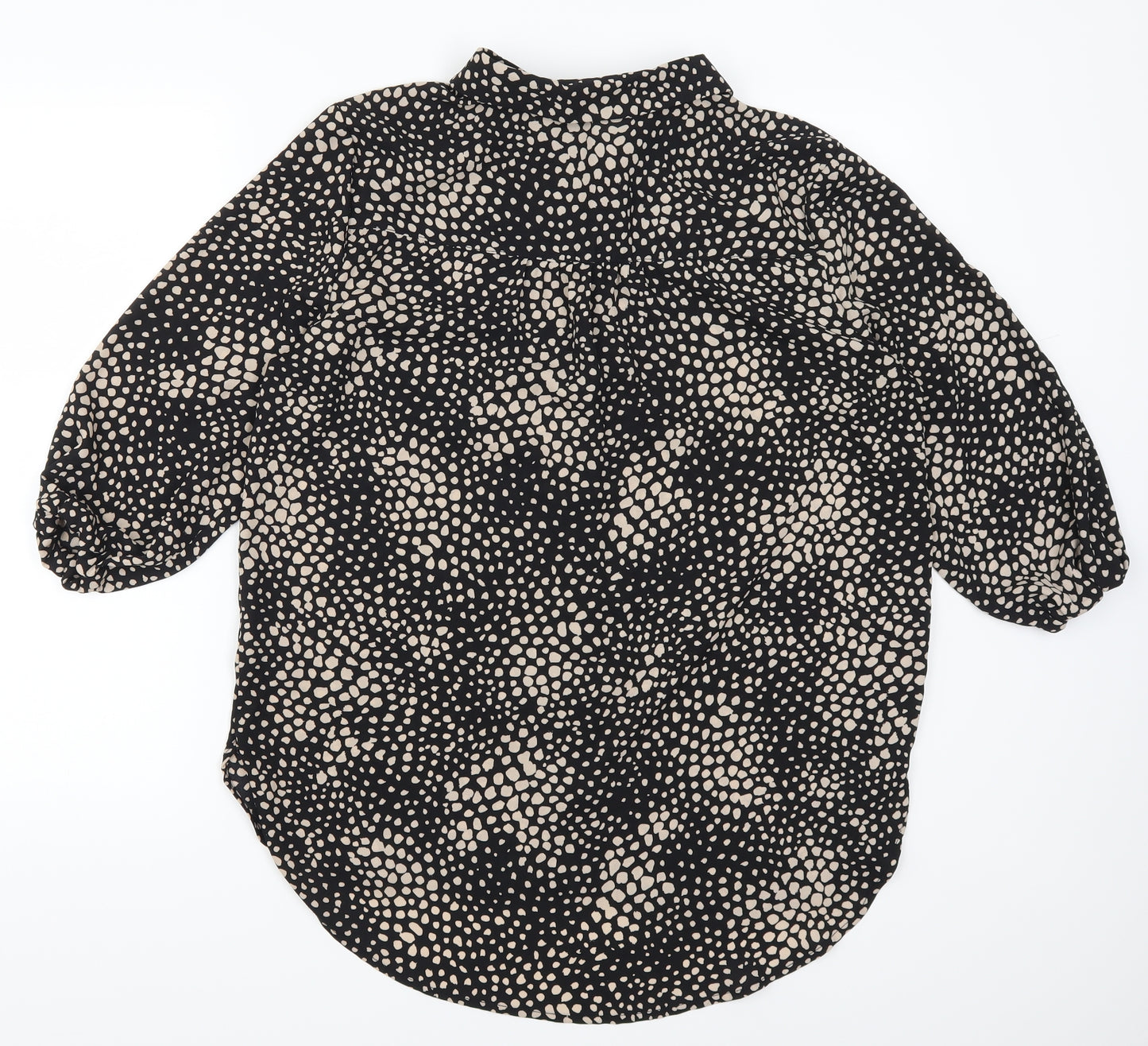 F&F Womens Black Geometric  Basic Button-Up Size 14  - Beige Spots