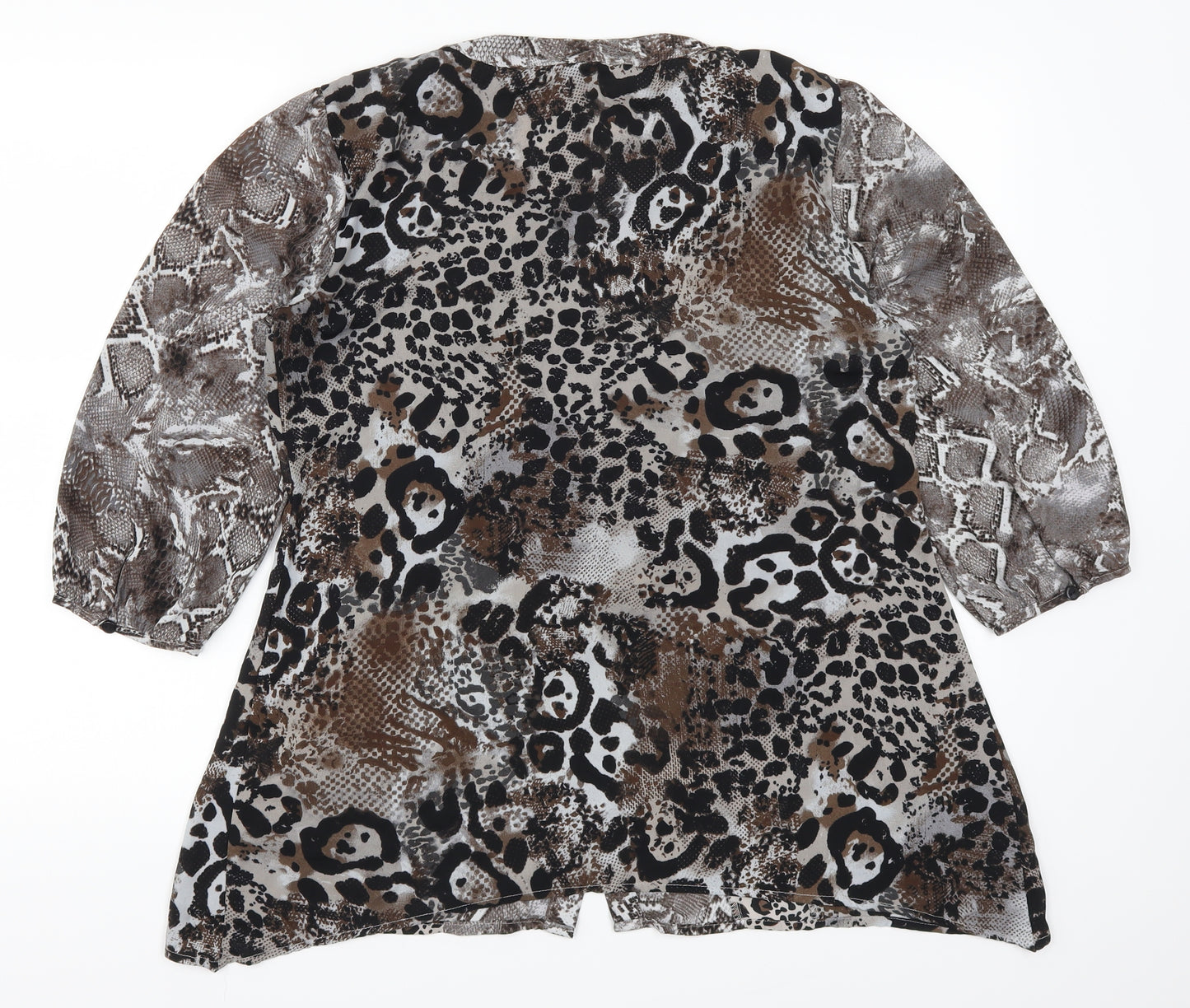 Notations Womens Brown Animal Print  Basic Button-Up Size M