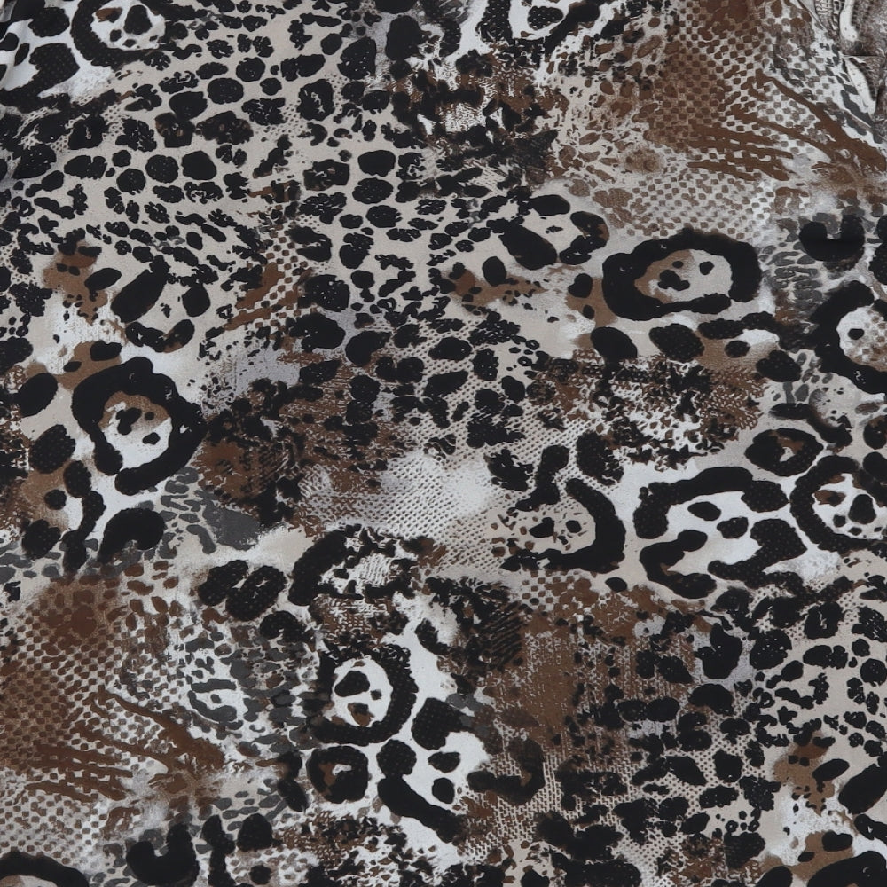 Notations Womens Brown Animal Print  Basic Button-Up Size M