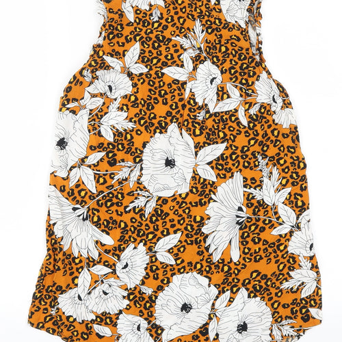 Papaya Womens Orange Animal Print  Basic Tank Size 8  - Floral