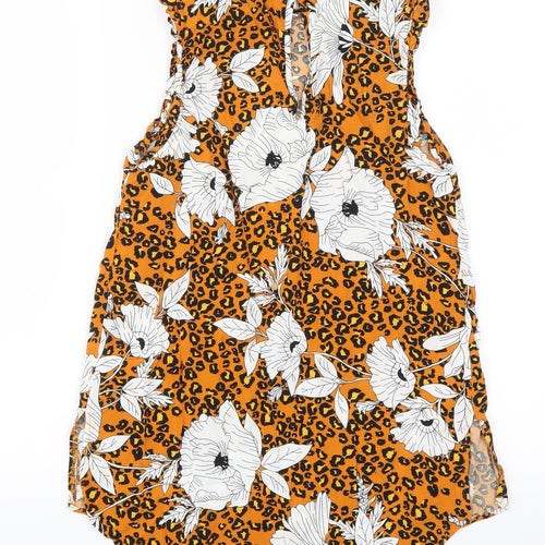Papaya Womens Orange Animal Print  Basic Tank Size 8  - Floral