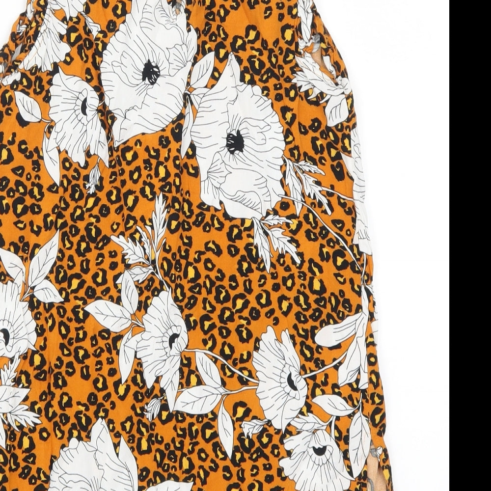 Papaya Womens Orange Animal Print  Basic Tank Size 8  - Floral