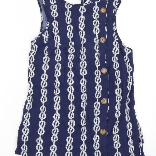 Papaya Womens Blue Geometric  Basic Tank Size 8  - Chain Print