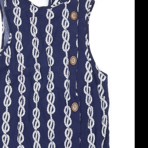 Papaya Womens Blue Geometric  Basic Tank Size 8  - Chain Print