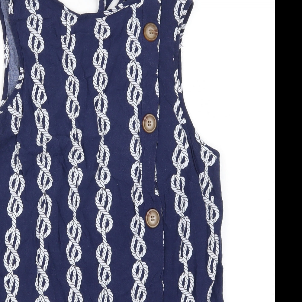 Papaya Womens Blue Geometric  Basic Tank Size 8  - Chain Print