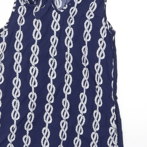 Papaya Womens Blue Geometric  Basic Tank Size 8  - Chain Print