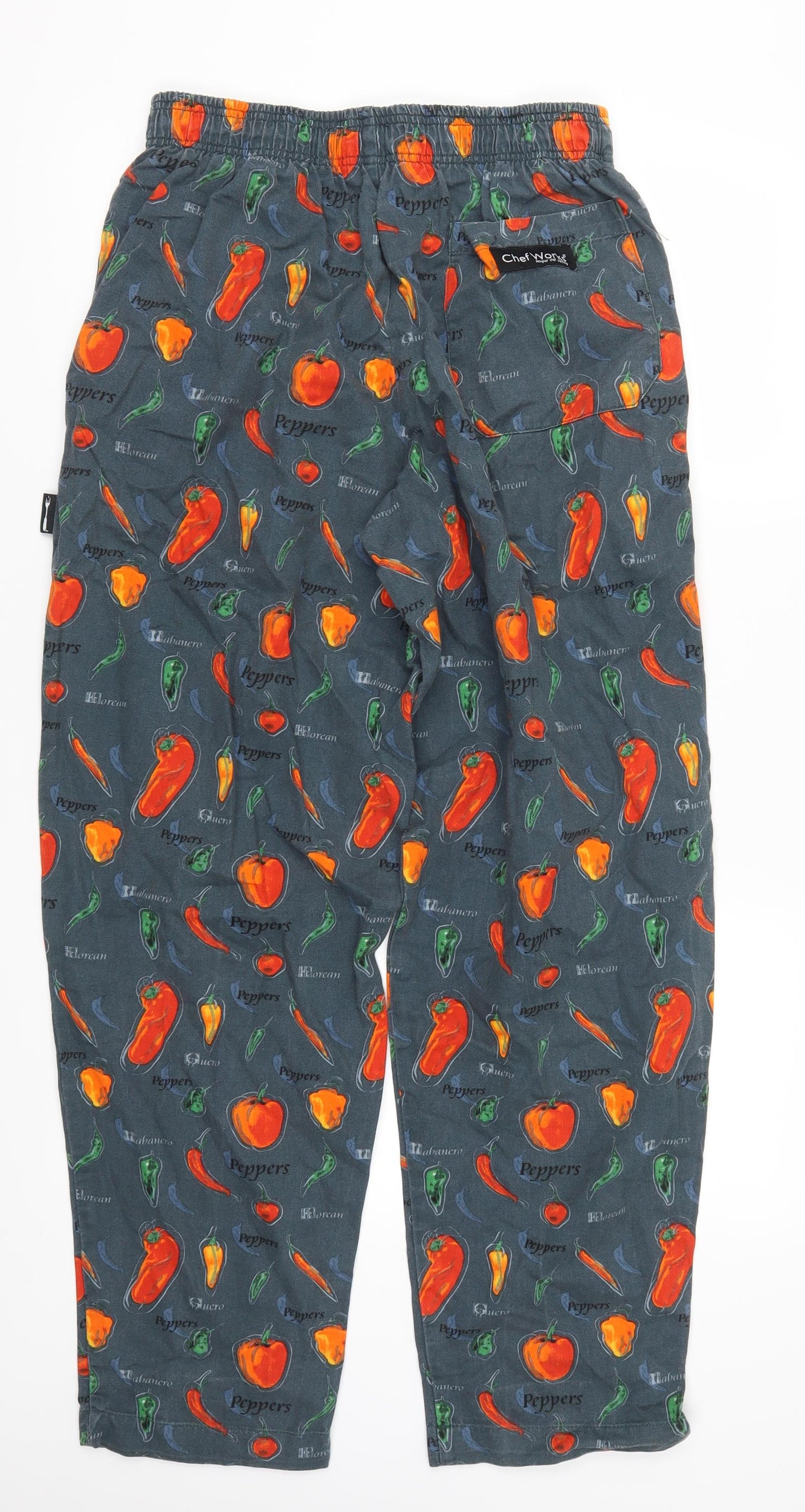 Chef Works Mens Grey Geometric  Trousers  Size S L30 in - Chilli Pepper Print