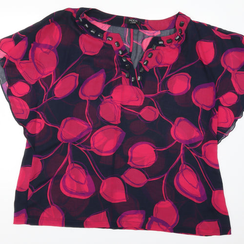 George Womens Pink Geometric  Basic Blouse Size 22