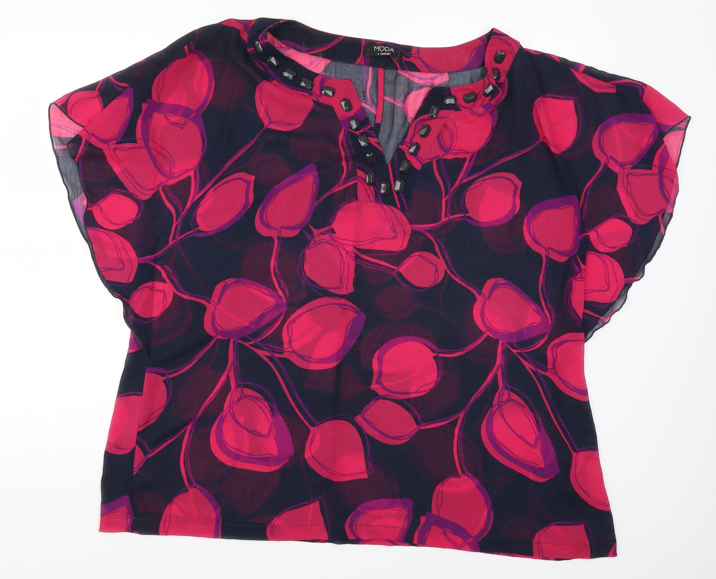 George Womens Pink Geometric  Basic Blouse Size 22